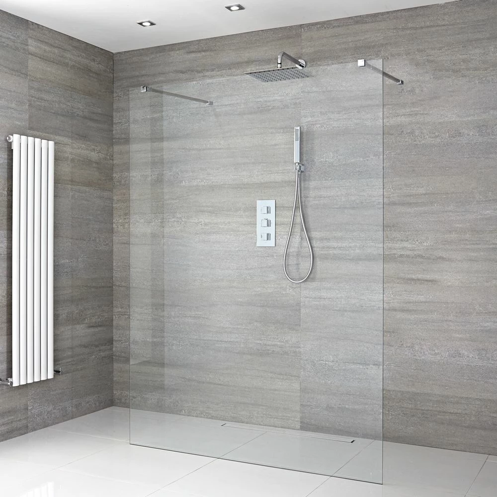 Milano Portland - Open Walk-Through Wet Room Shower - Choice Of Glass Size & Drain