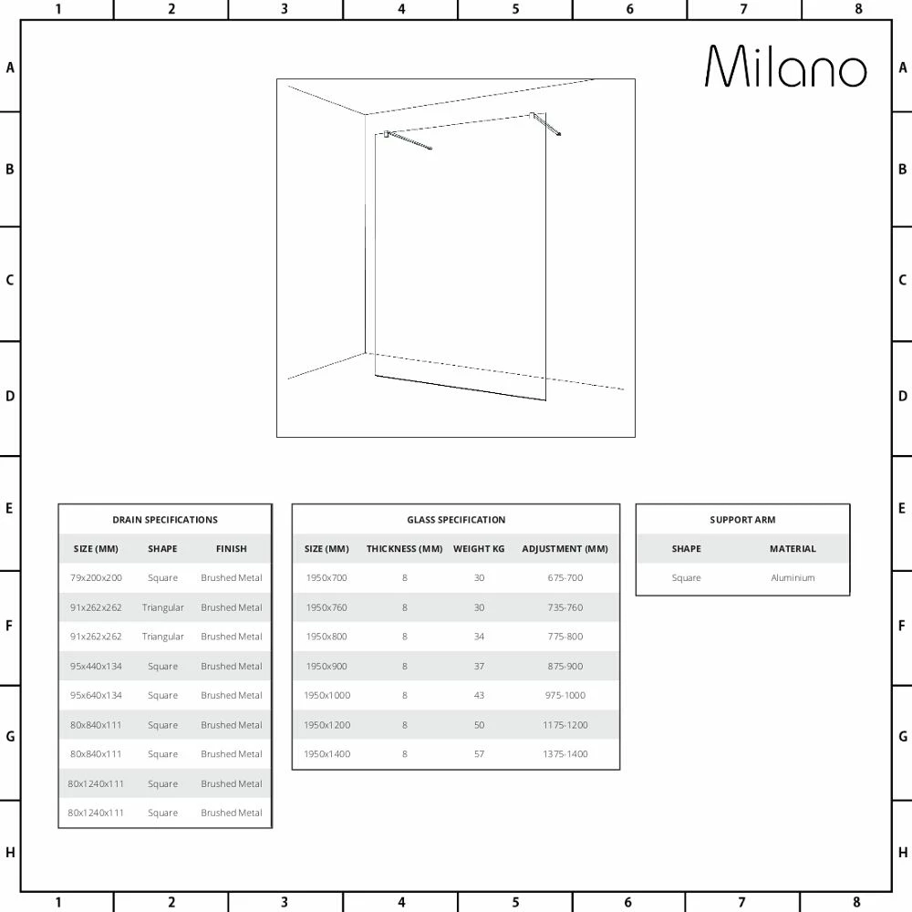 Milano Portland - Open Walk-Through Wet Room Shower - Choice Of Glass Size & Drain - Image 5