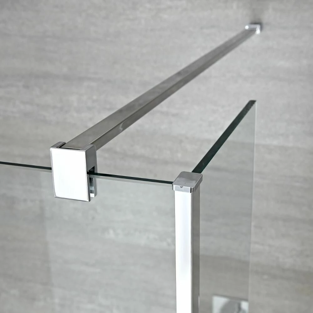 Milano Portland - Open Walk-Through Wet Room Shower With Hinged Return Panels - Choice Of Glass Size & Drain - Image 2