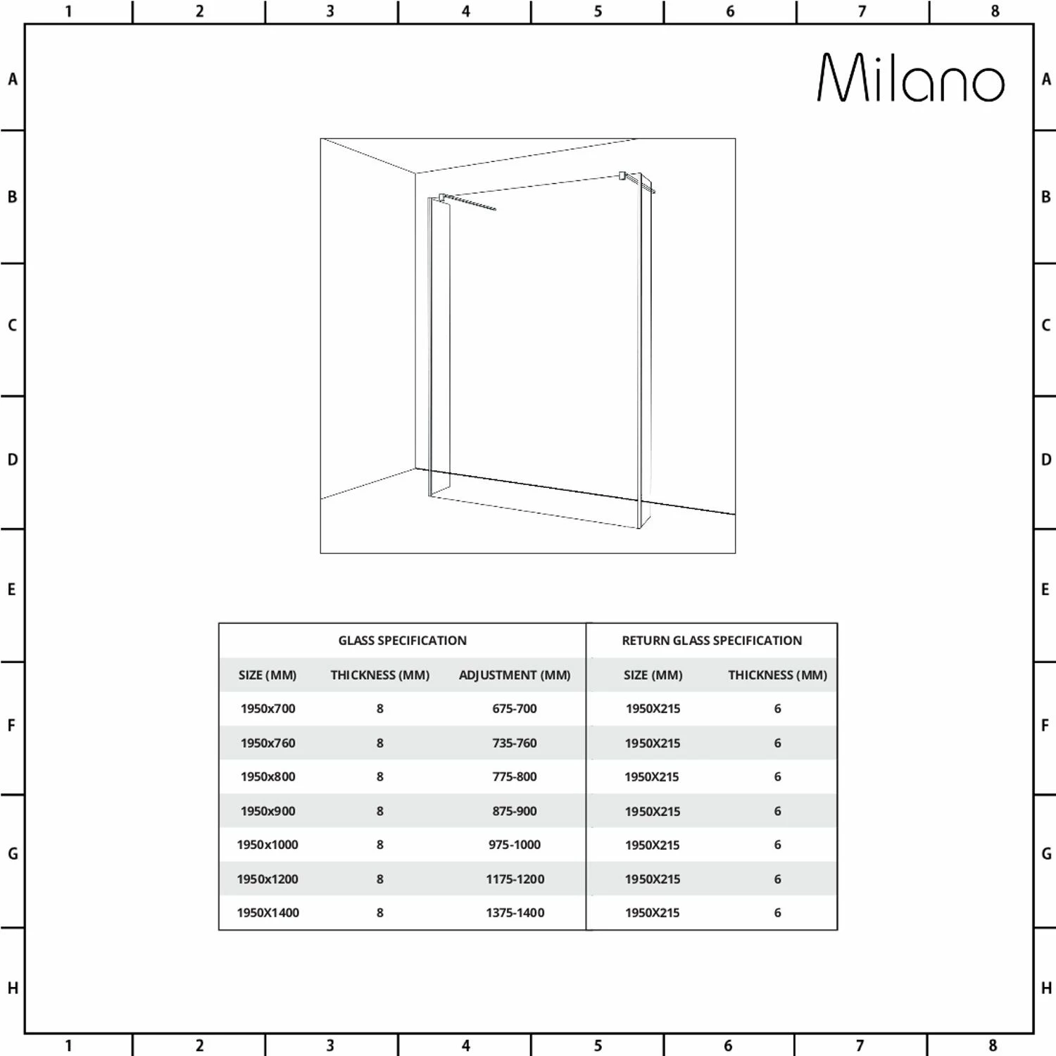 Milano Portland - Open Walk-Through Wet Room Shower With Hinged Return Panels - Choice Of Glass Size & Drain - Image 5