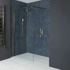 Milano Rosso - 1950mm Wet Room Screen - Matt Bronze - Choice Of Sizes