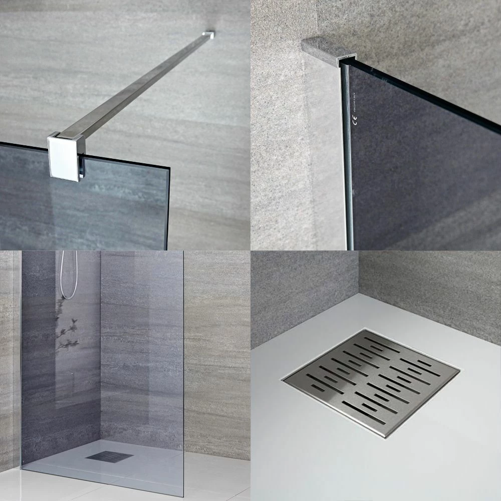Milano Portland-Luna - 1950mm Smoked Glass Wet Room Screen - Chrome - Choice Of Sizes - Image 2